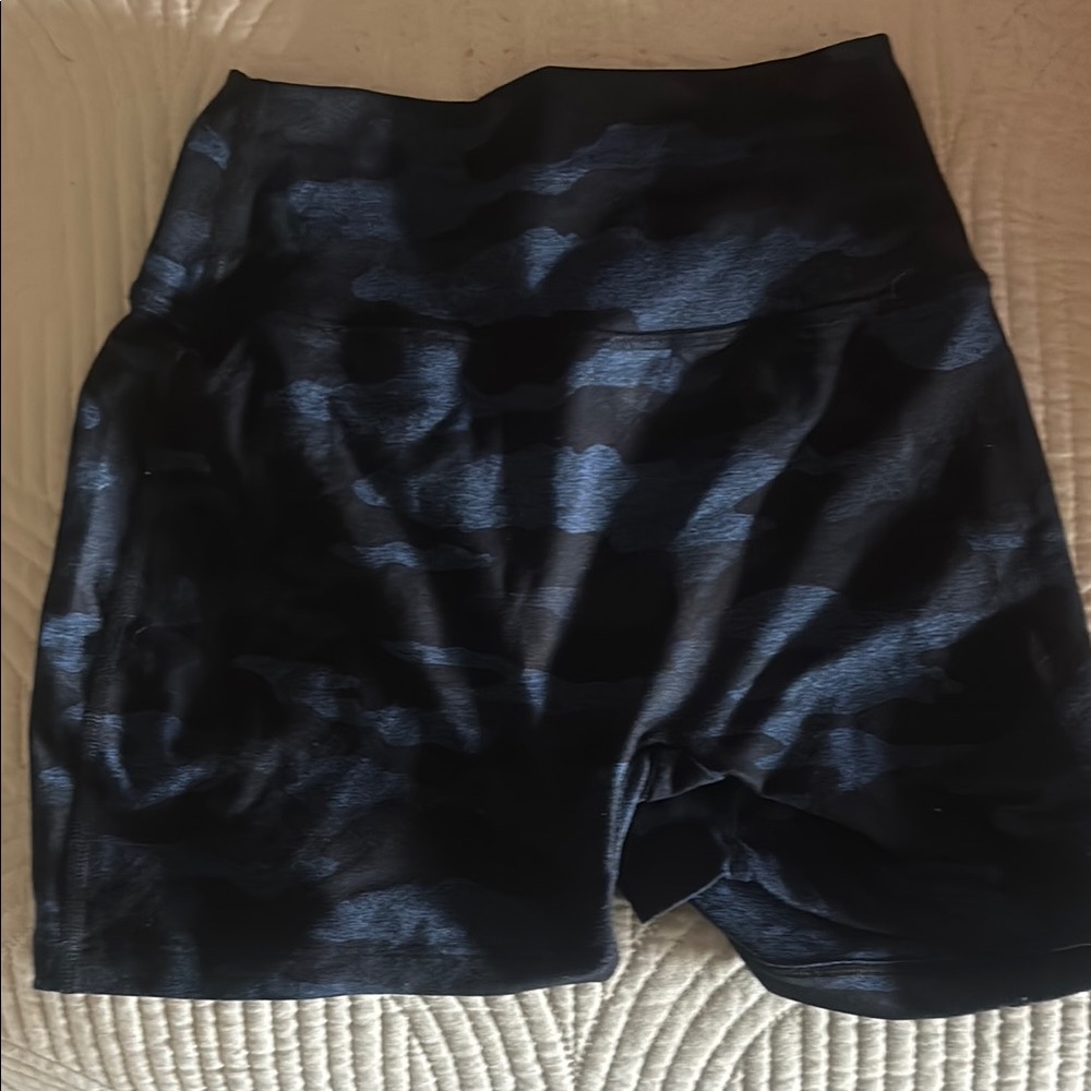 Bombshell Sportswear Black Shiny Camo Athletic Shorts